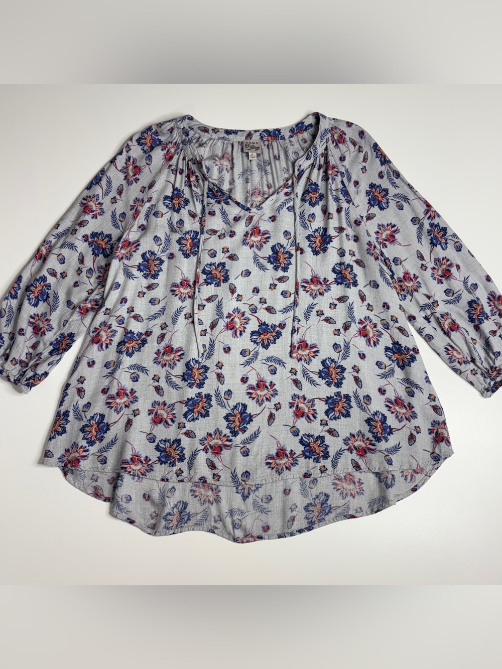 Como Vintage Boho Floral Peasant Blouse Cottagecore Romantic XL